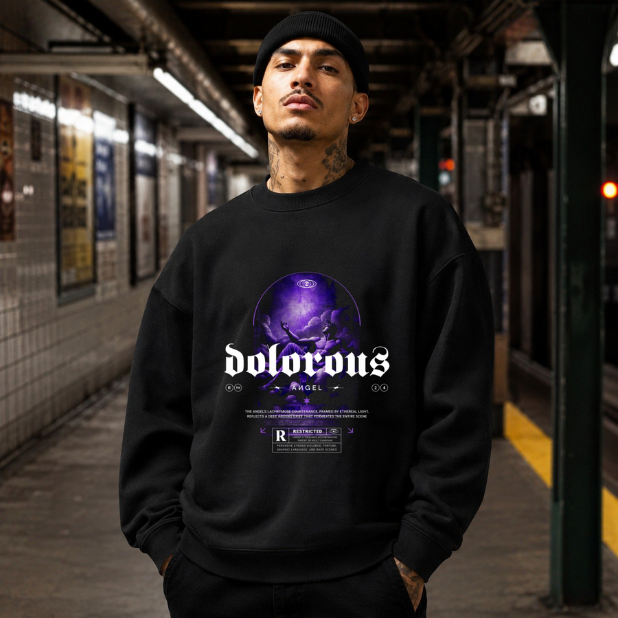 Dolorous Angel Sweatshirt – Dark Art / Renaissance Aesthetic Graphic Sweatshirt - Color: black