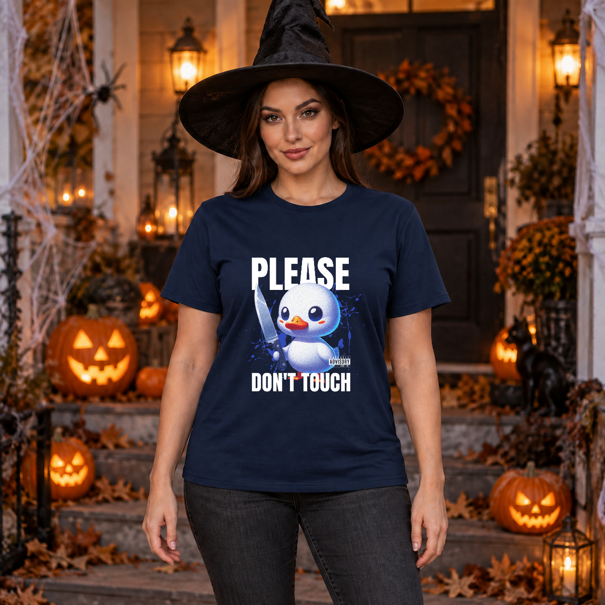 Don't Touch T-Shirt – Dark Editorial Graphic Design Graphic Tee - Color: navy