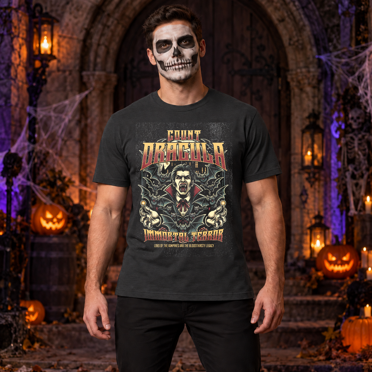 Dracula T-Shirt – Dark Editorial Graphic Design Graphic Tee - Color: charcoal