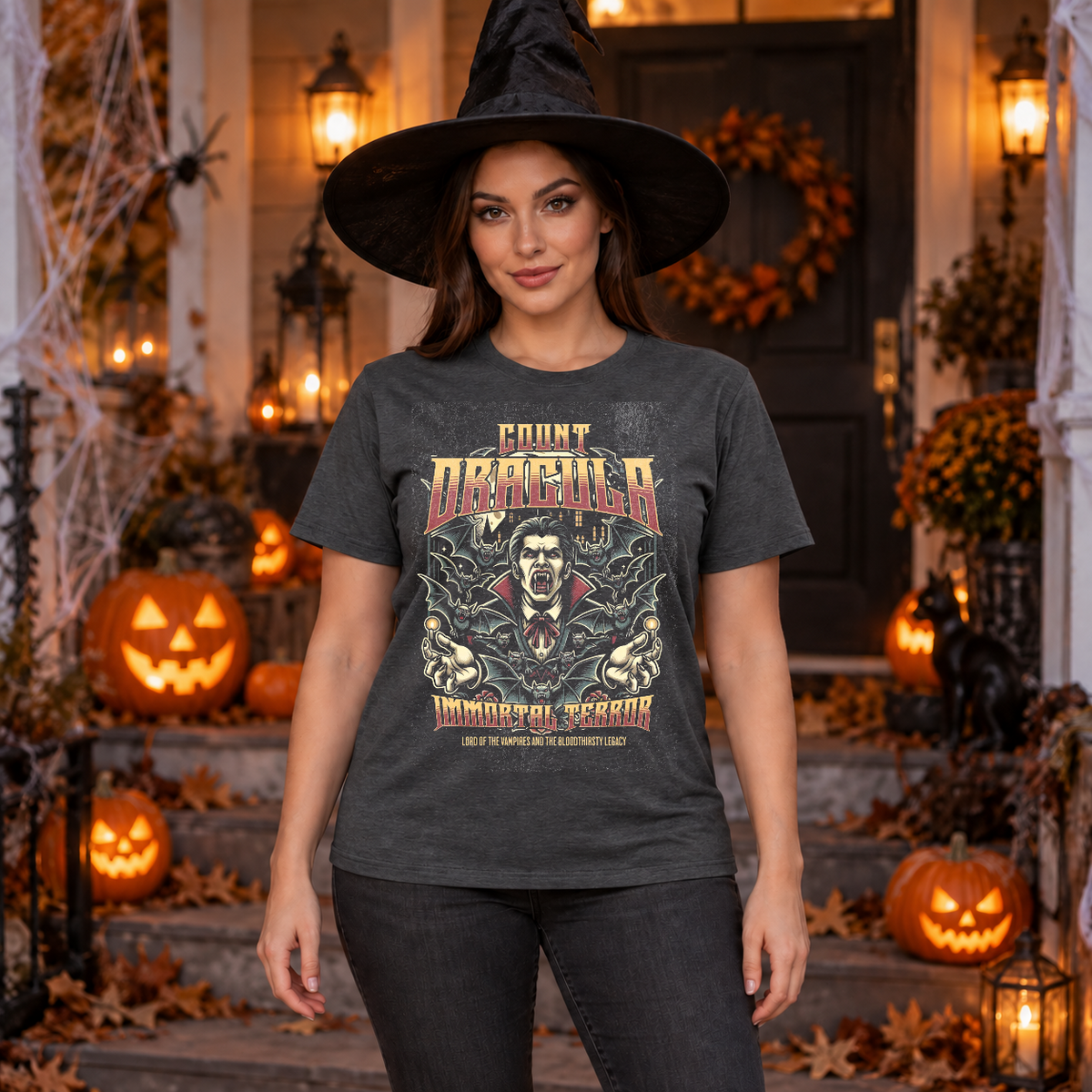 Dracula T-Shirt – Dark Editorial Graphic Design Graphic Tee - Color: dark heather