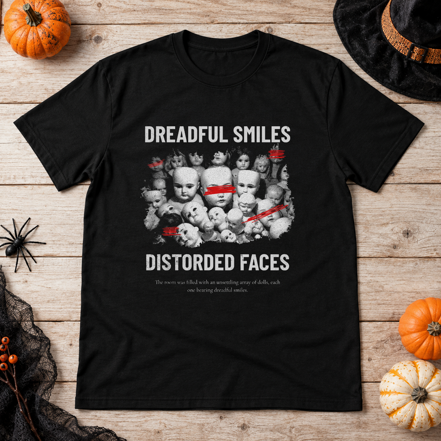 Dreadful Smiles T-Shirt – Classic Halloween Graphic Design Graphic Tee - Color: black