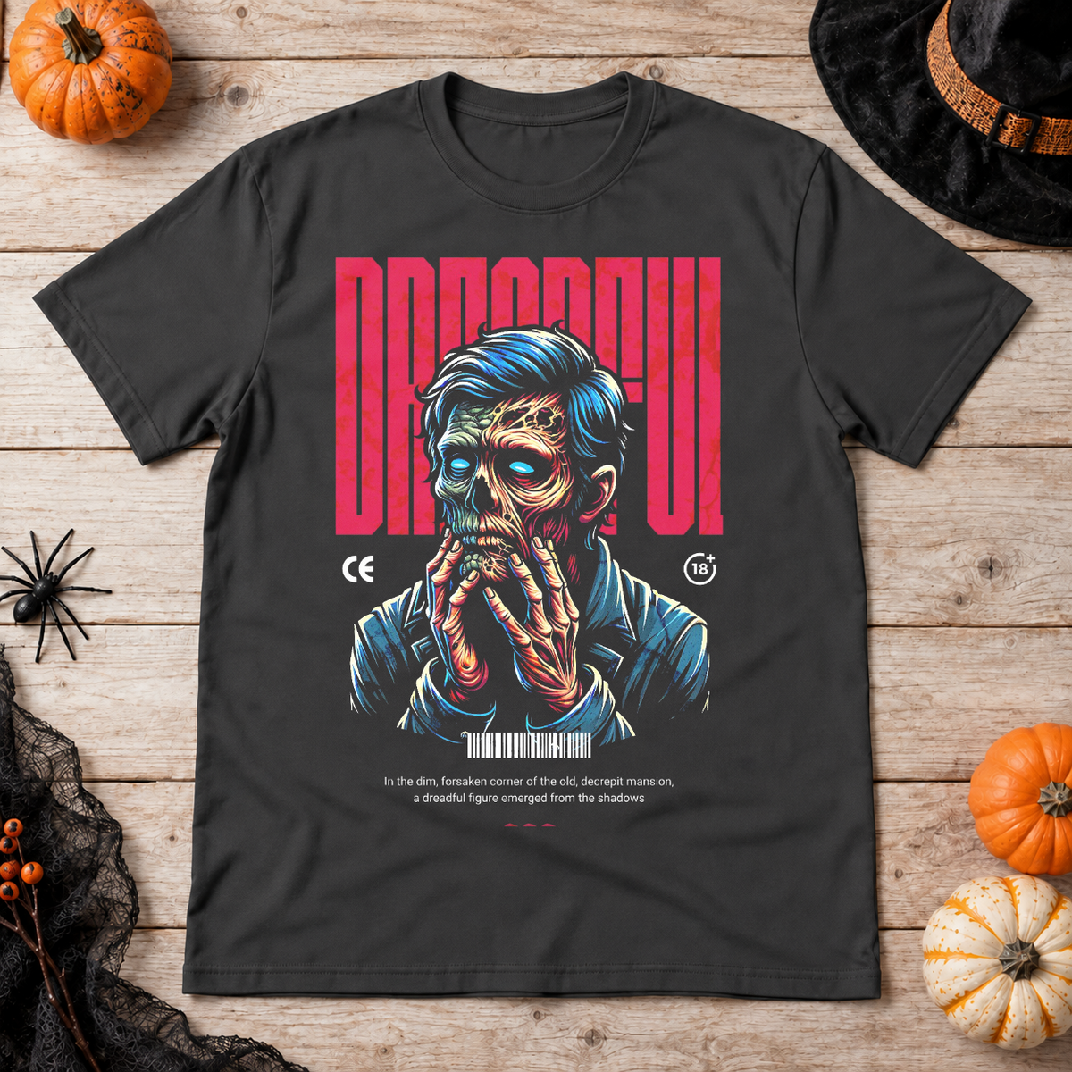 Dreadful T-Shirt – Dark Editorial Graphic Design Graphic Tee - Color: charcoal