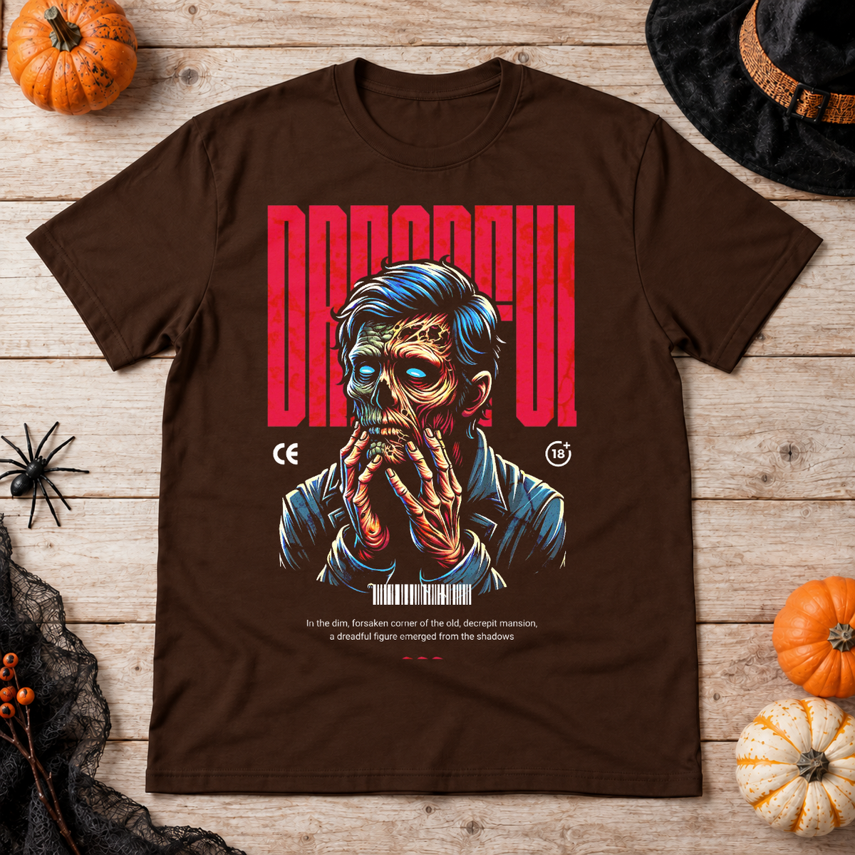 Dreadful T-Shirt – Dark Editorial Graphic Design Graphic Tee - Color: chocolate