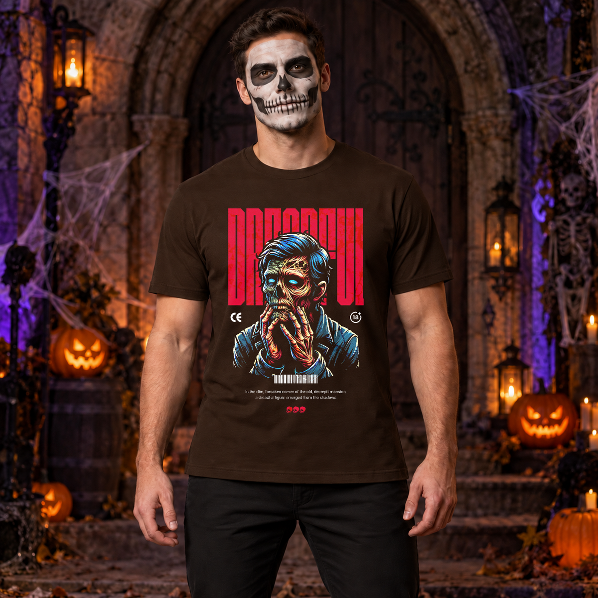Dreadful T-Shirt – Dark Editorial Graphic Design Graphic Tee - Color: chocolate