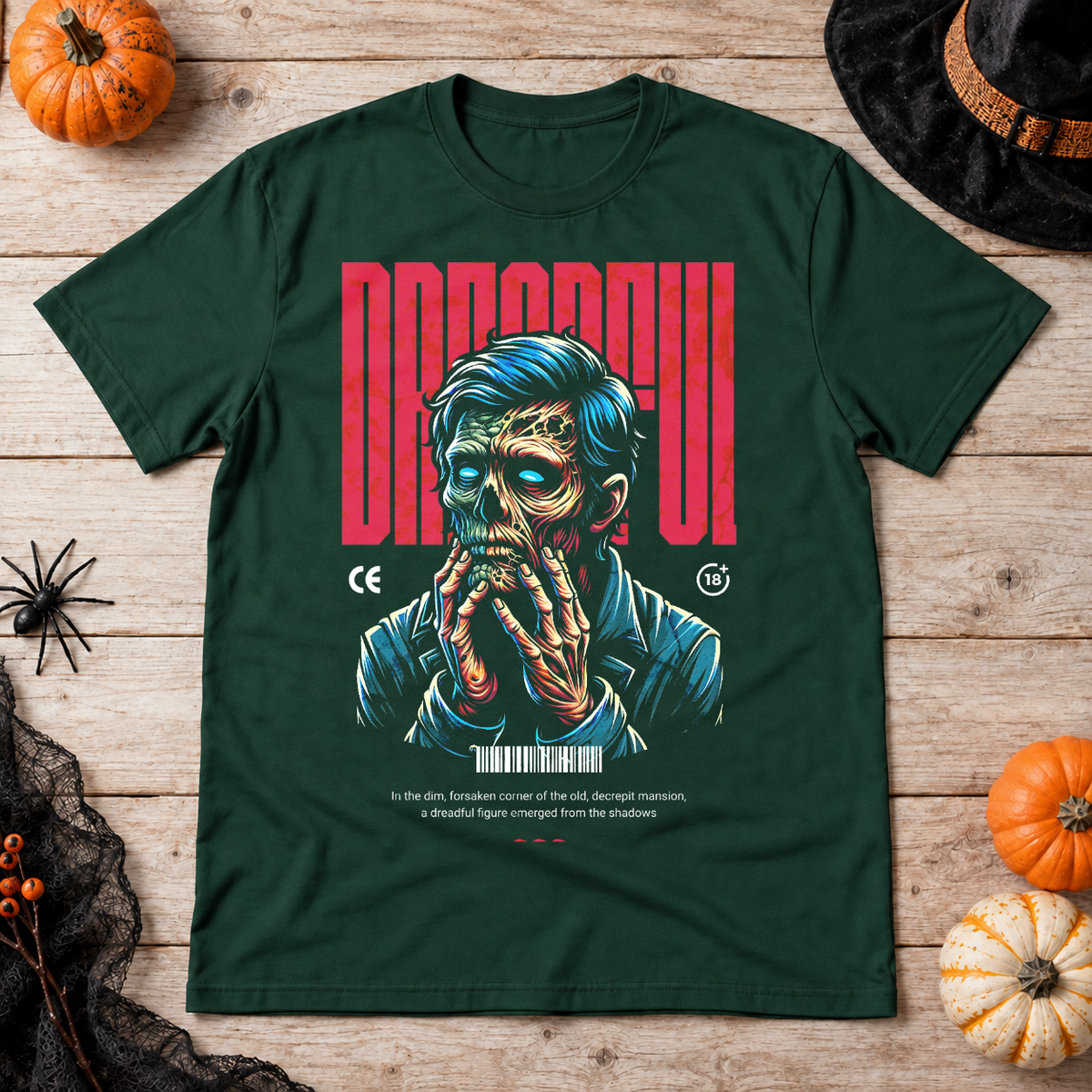 Dreadful T-Shirt – Dark Editorial Graphic Design Graphic Tee - Color: forest green