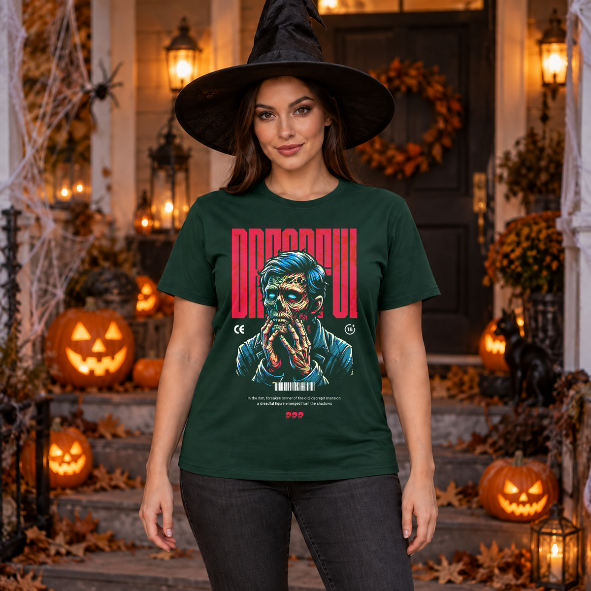 Dreadful T-Shirt – Dark Editorial Graphic Design Graphic Tee - Color: forest green