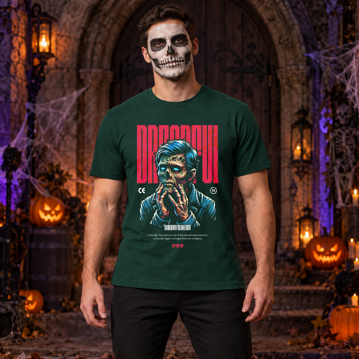 Dreadful T-Shirt – Dark Editorial Graphic Design Graphic Tee - Color: forest green
