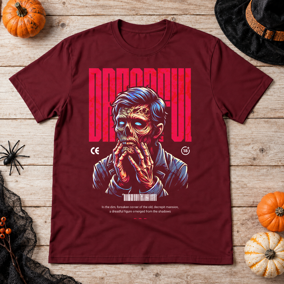Dreadful T-Shirt – Dark Editorial Graphic Design Graphic Tee - Color: maroon