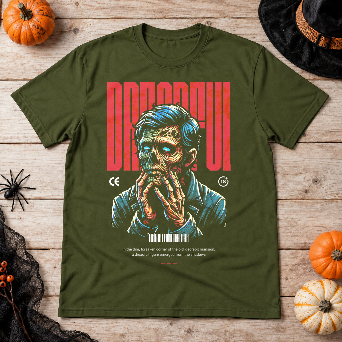Dreadful T-Shirt – Dark Editorial Graphic Design Graphic Tee - Color: military green