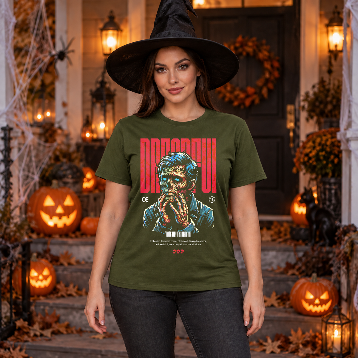 Dreadful T-Shirt – Dark Editorial Graphic Design Graphic Tee - Color: military green