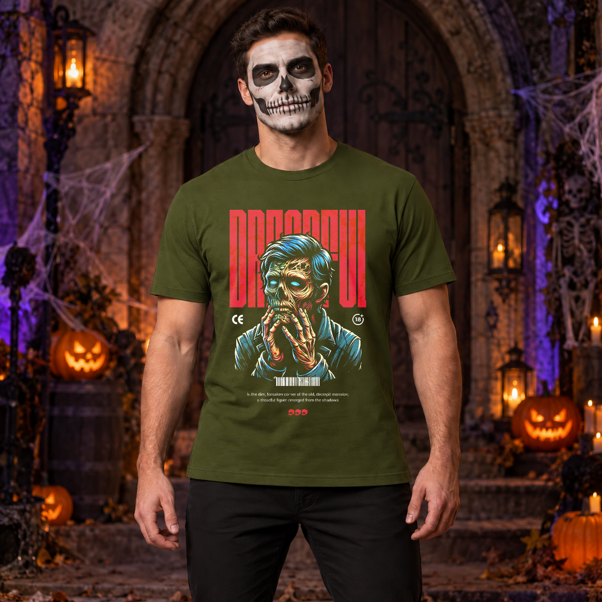 Dreadful T-Shirt – Dark Editorial Graphic Design Graphic Tee - Color: military green