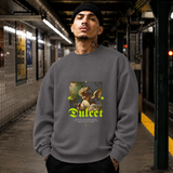 Dulcet Cupid Painting Sweatshirt – Religious Imagery Collage Graphic Sweatshirt - Color: charcoal