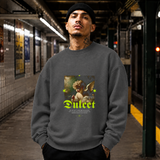 Dulcet Cupid Painting Sweatshirt – Religious Imagery Collage Graphic Sweatshirt - Color: dark heather