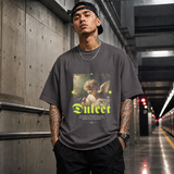 Dulcet Cupid Painting T-Shirt – Religious Imagery Collage Graphic Tee - Color: Charcoal