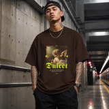 Dulcet Cupid Painting T-Shirt – Religious Imagery Collage Graphic Tee - Color: Dark Chocolate