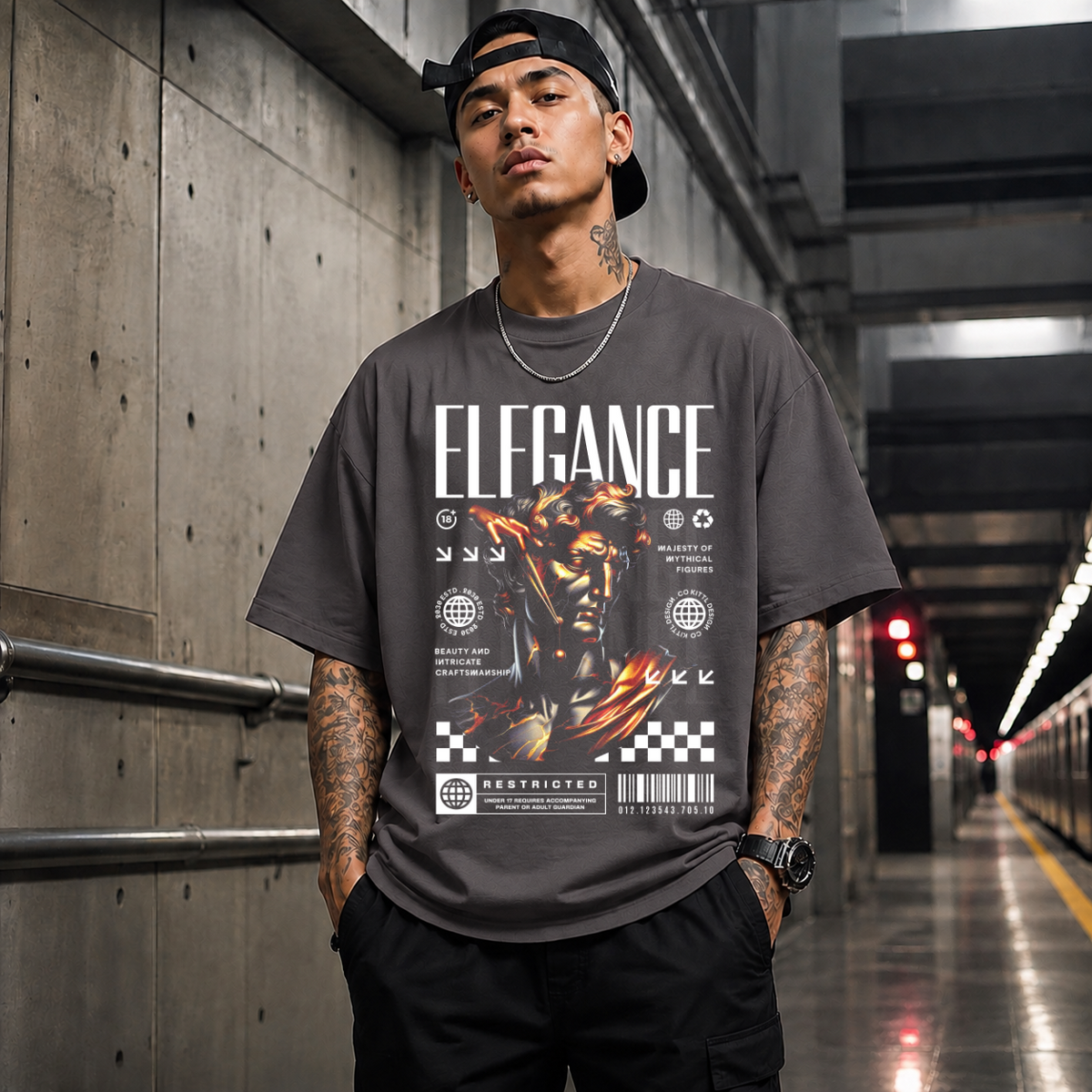 Elegance Marble Statue T-Shirt – Dark Art / Renaissance Aesthetic Graphic Tee - Color: Charcoal