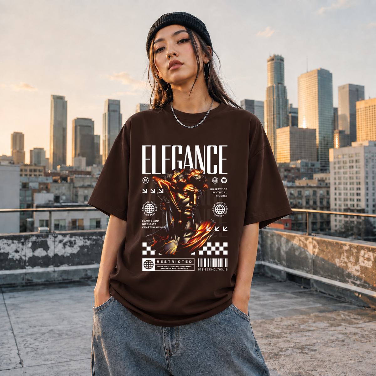 Elegance Marble Statue T-Shirt – Dark Art / Renaissance Aesthetic Graphic Tee - Color: Dark Chocolate