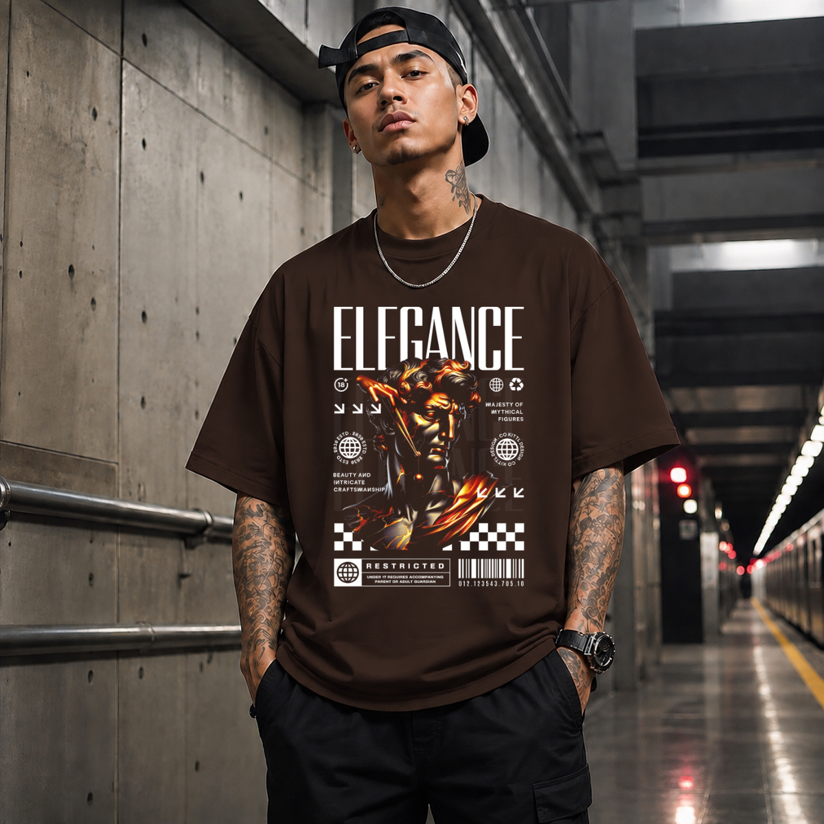 Elegance Marble Statue T-Shirt – Dark Art / Renaissance Aesthetic Graphic Tee - Color: Dark Chocolate