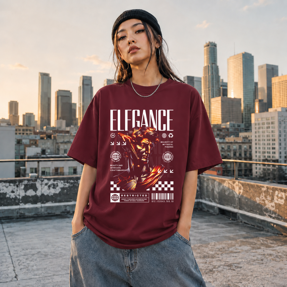 Elegance Marble Statue T-Shirt – Dark Art / Renaissance Aesthetic Graphic Tee - Color: Maroon