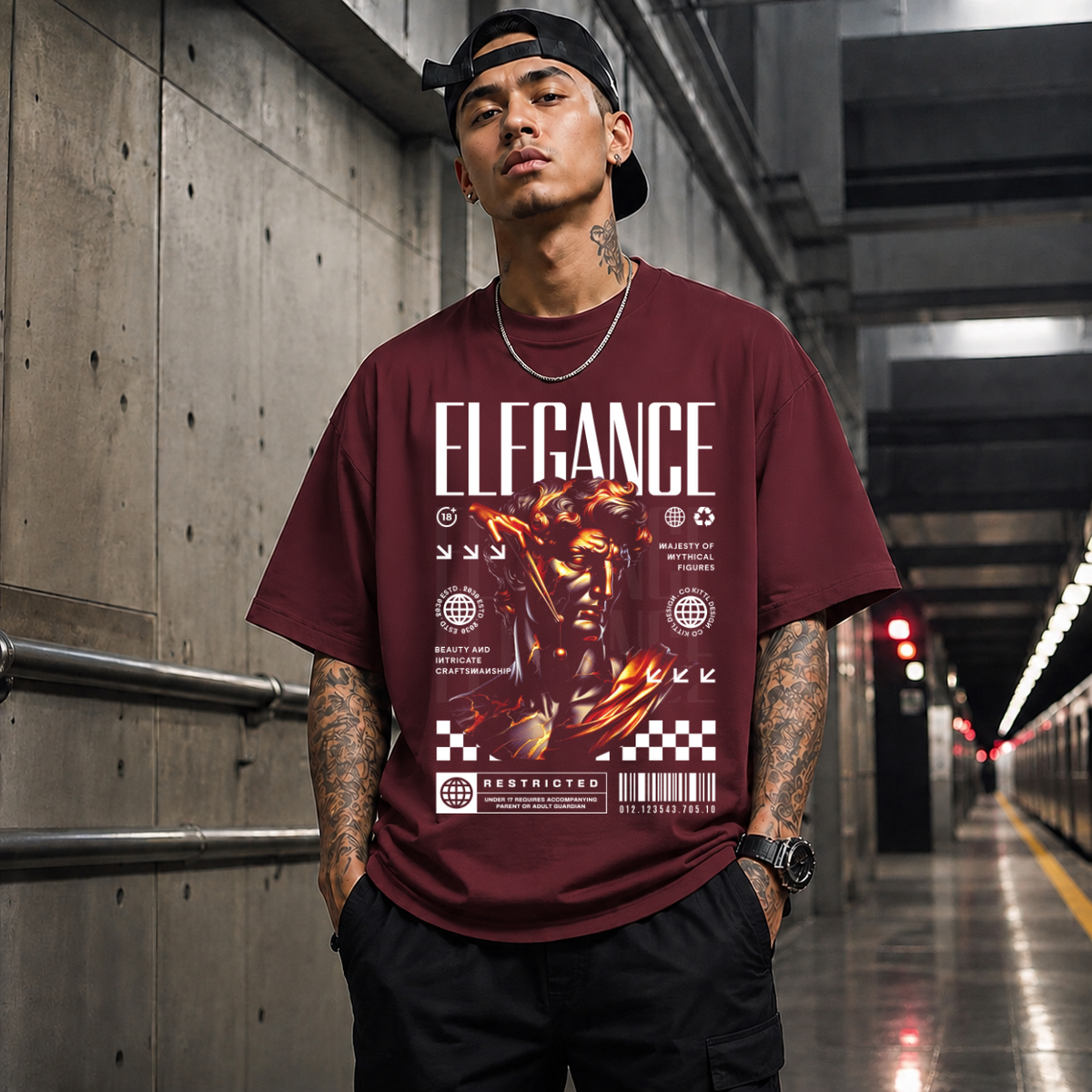 Elegance Marble Statue T-Shirt – Dark Art / Renaissance Aesthetic Graphic Tee - Color: Maroon