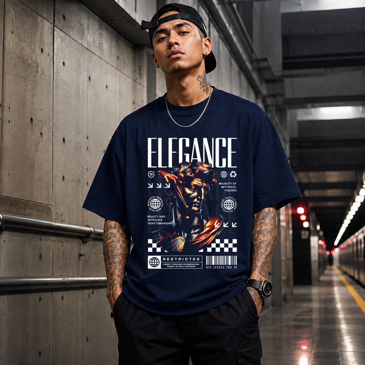 Elegance Marble Statue T-Shirt – Dark Art / Renaissance Aesthetic Graphic Tee - Color: Navy