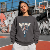 Elegance Praying Angel Sweatshirt – Religious Imagery Collage Graphic Sweatshirt - Color: charcoal