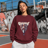Elegance Praying Angel Sweatshirt – Religious Imagery Collage Graphic Sweatshirt - Color: maroon