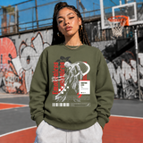 Emotionless Memory Statue Sweatshirt – Religious Imagery Collage Graphic Sweatshirt - Color: military green