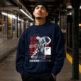 Emotionless Memory Statue T-Shirt – Religious Imagery Collage Graphic Tee - Color: navy