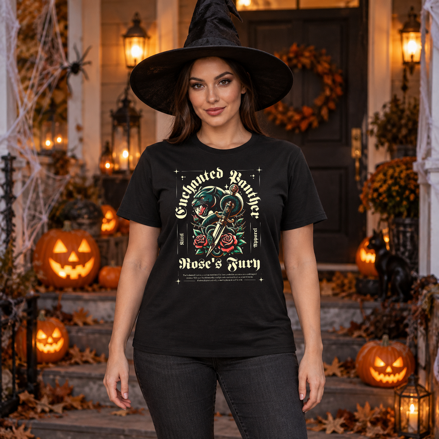 Enchanted Panther T-Shirt – Dark Editorial Graphic Design Graphic Tee - Color: black
