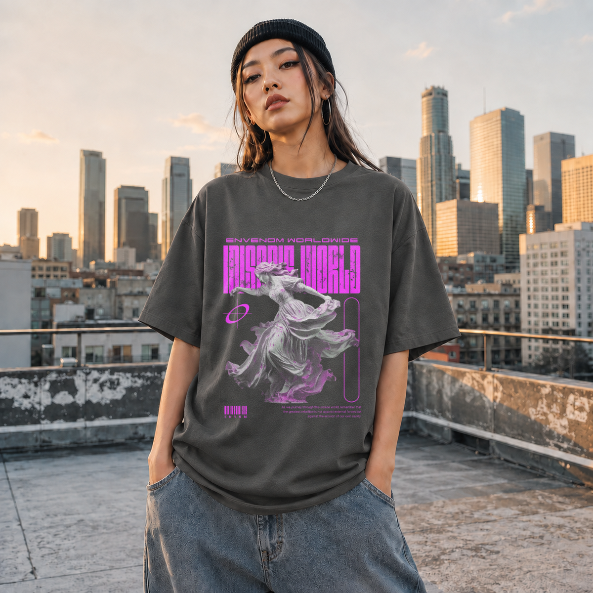 Envenom Worldwide Angel T-Shirt – Vintage Y2K / Acid Graphic Streetwear Tee - Color: Dark Heather