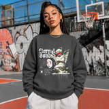 Eternal Bonds Angel Statue Sweatshirt – Religious Imagery Collage Graphic Sweatshirt - Color: dark heather