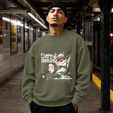 Eternal Bonds Angel Statue Sweatshirt – Religious Imagery Collage Graphic Sweatshirt - Color: military green