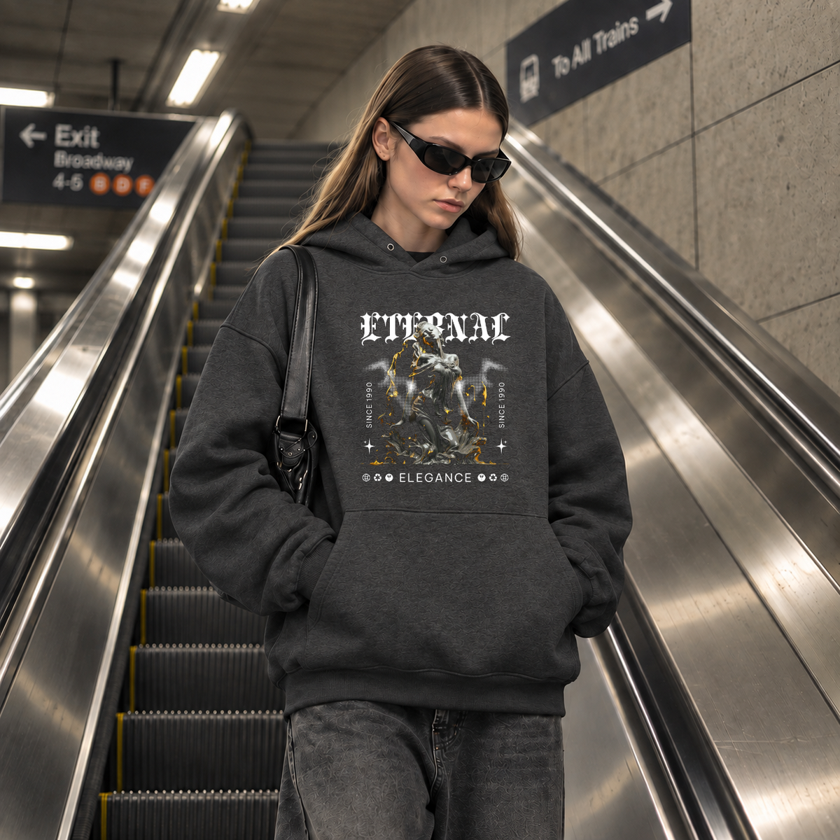 Eternal Elegance Statue Hoodie – Dark Art / Renaissance Aesthetic Graphic Hoodie - Color: dark heather