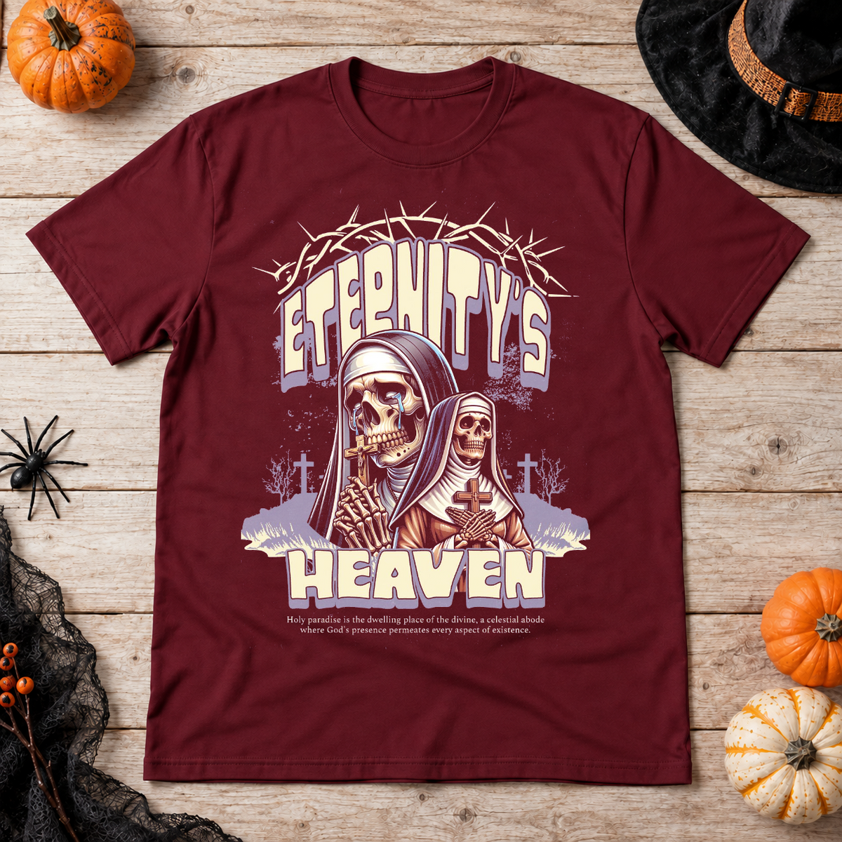 Eternity's Heaven T-Shirt – Dark Editorial Graphic Design Graphic Tee - Color: maroon