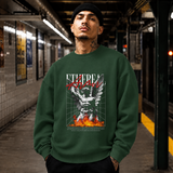 Ethereal Armor Statue Flame Sweatshirt – Dark Art / Renaissance Aesthetic Graphic Sweatshirt - Color: forest green