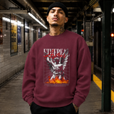 Ethereal Armor Statue Flame Sweatshirt – Dark Art / Renaissance Aesthetic Graphic Sweatshirt - Color: maroon