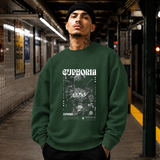 Euphoria Statue Sweatshirt – Dark Editorial Graphic Design Sweatshirt - Color: forest green