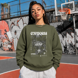 Euphoria Statue Sweatshirt – Dark Editorial Graphic Design Sweatshirt - Color: military green