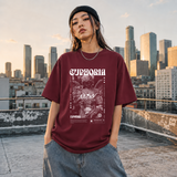 Euphoria Statue T-Shirt – Dark Editorial Graphic Design Tee - Color: Maroon