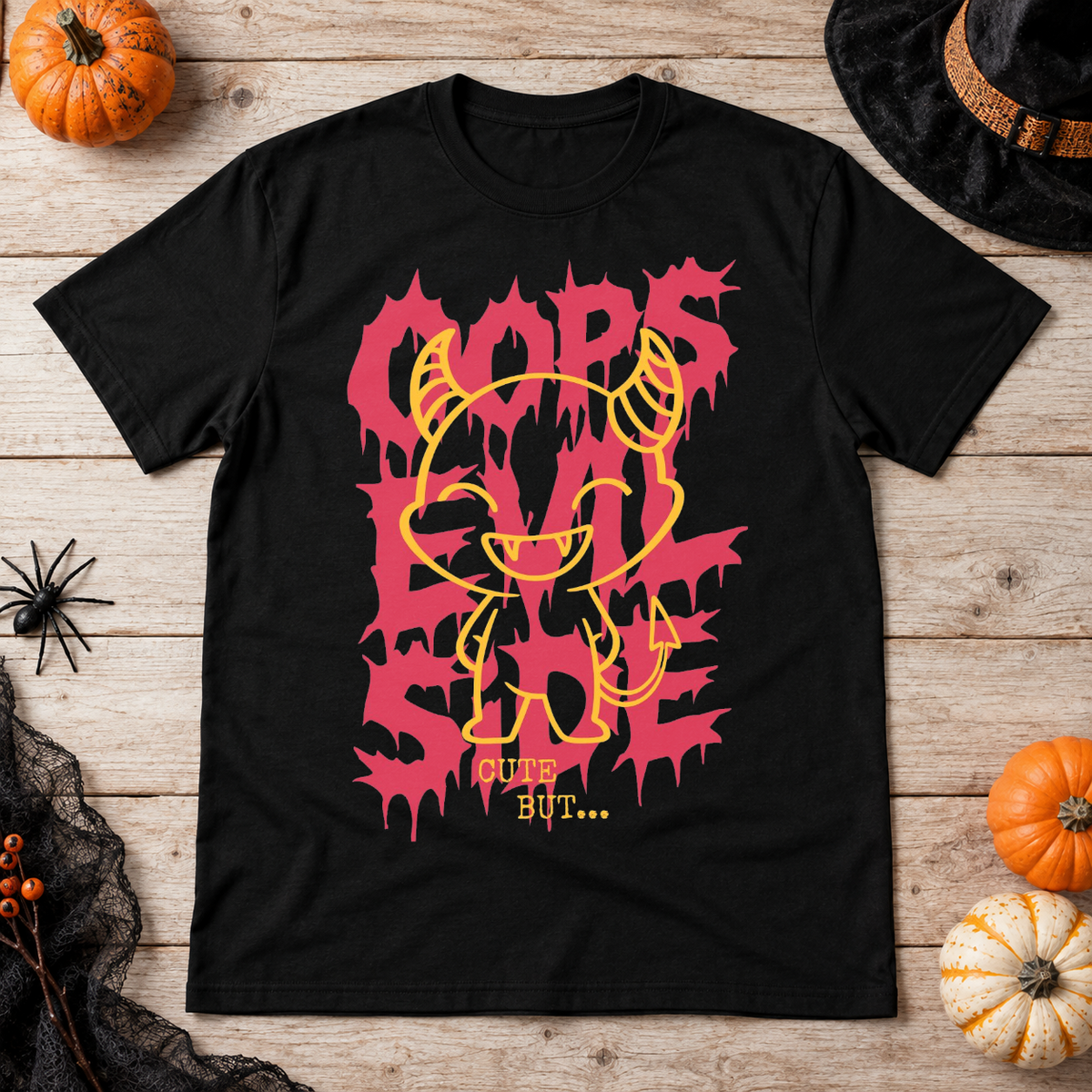 Evil Side T-Shirt – Skull & Reaper Gothic Graphic Graphic Tee - Color: black