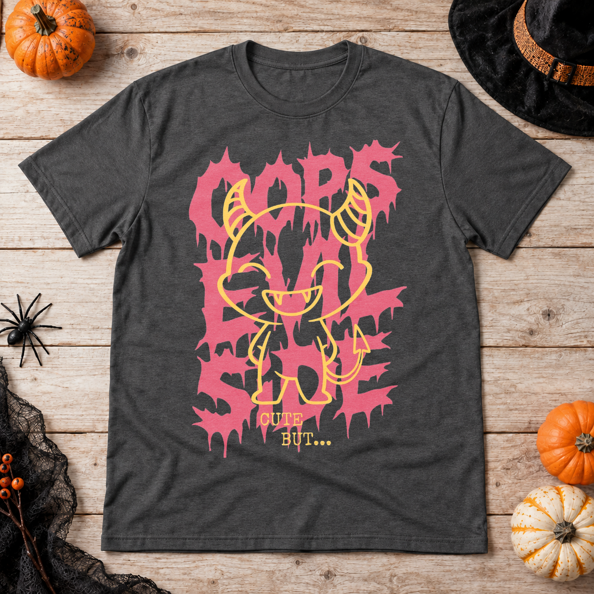 Evil Side T-Shirt – Skull & Reaper Gothic Graphic Graphic Tee - Color: dark heather
