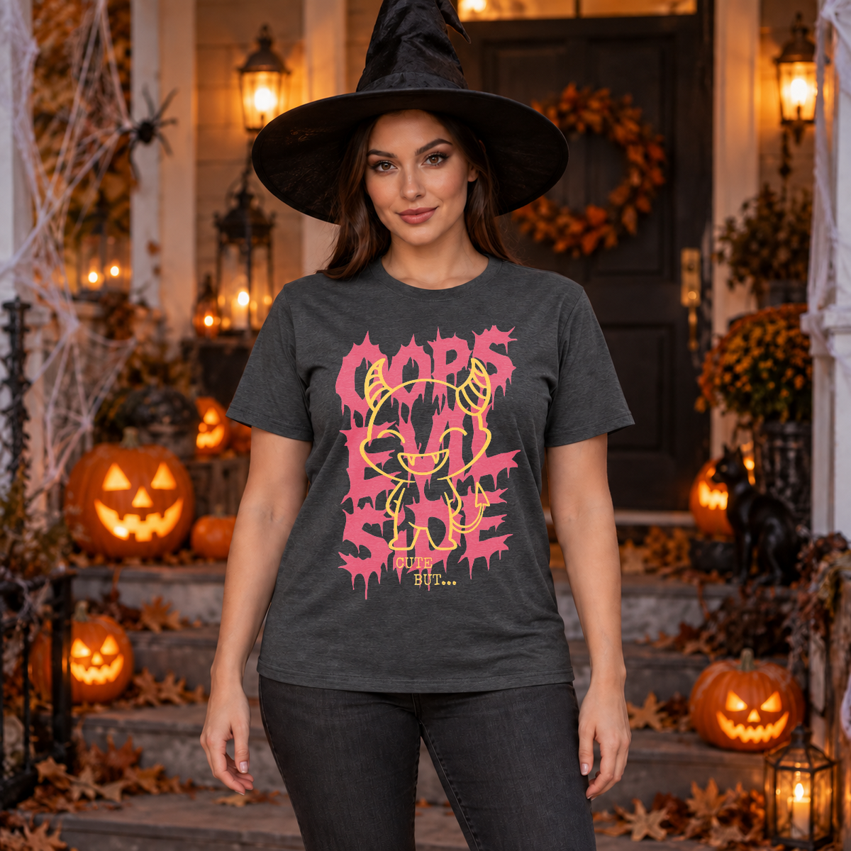 Evil Side T-Shirt – Skull & Reaper Gothic Graphic Graphic Tee - Color: dark heather