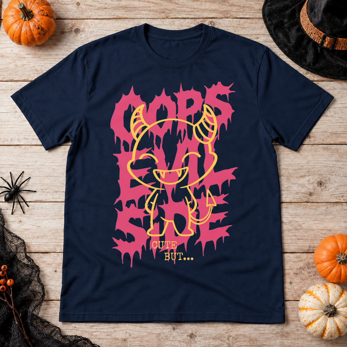 Evil Side T-Shirt – Skull & Reaper Gothic Graphic Graphic Tee - Color: navy