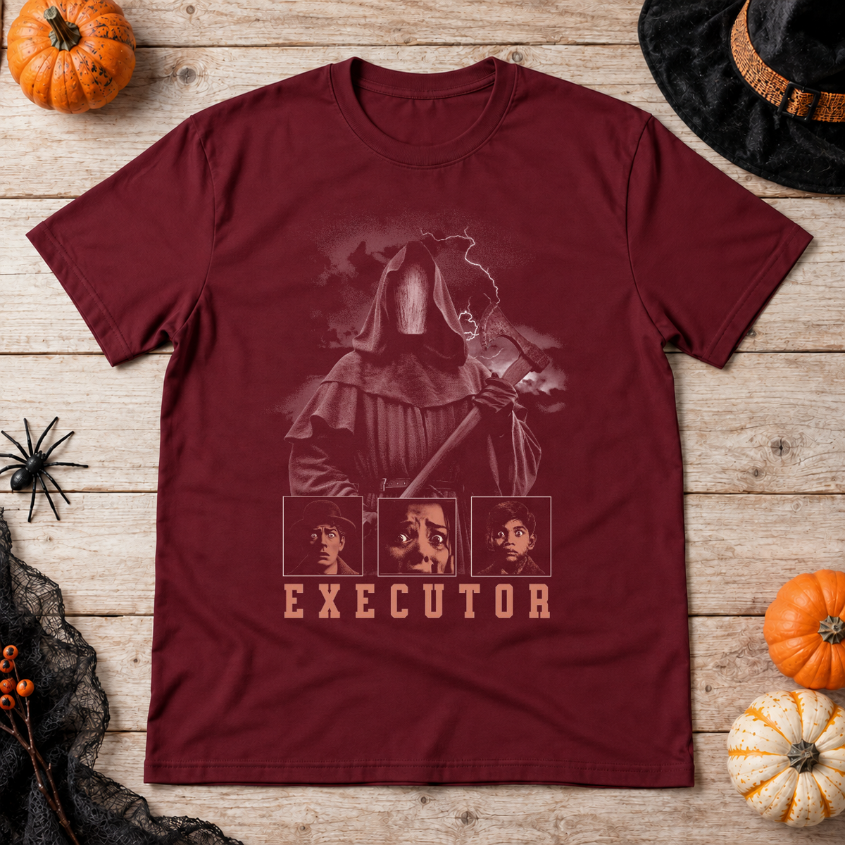 Executor T-Shirt – Dark Editorial Graphic Design Graphic Tee - Color: maroon