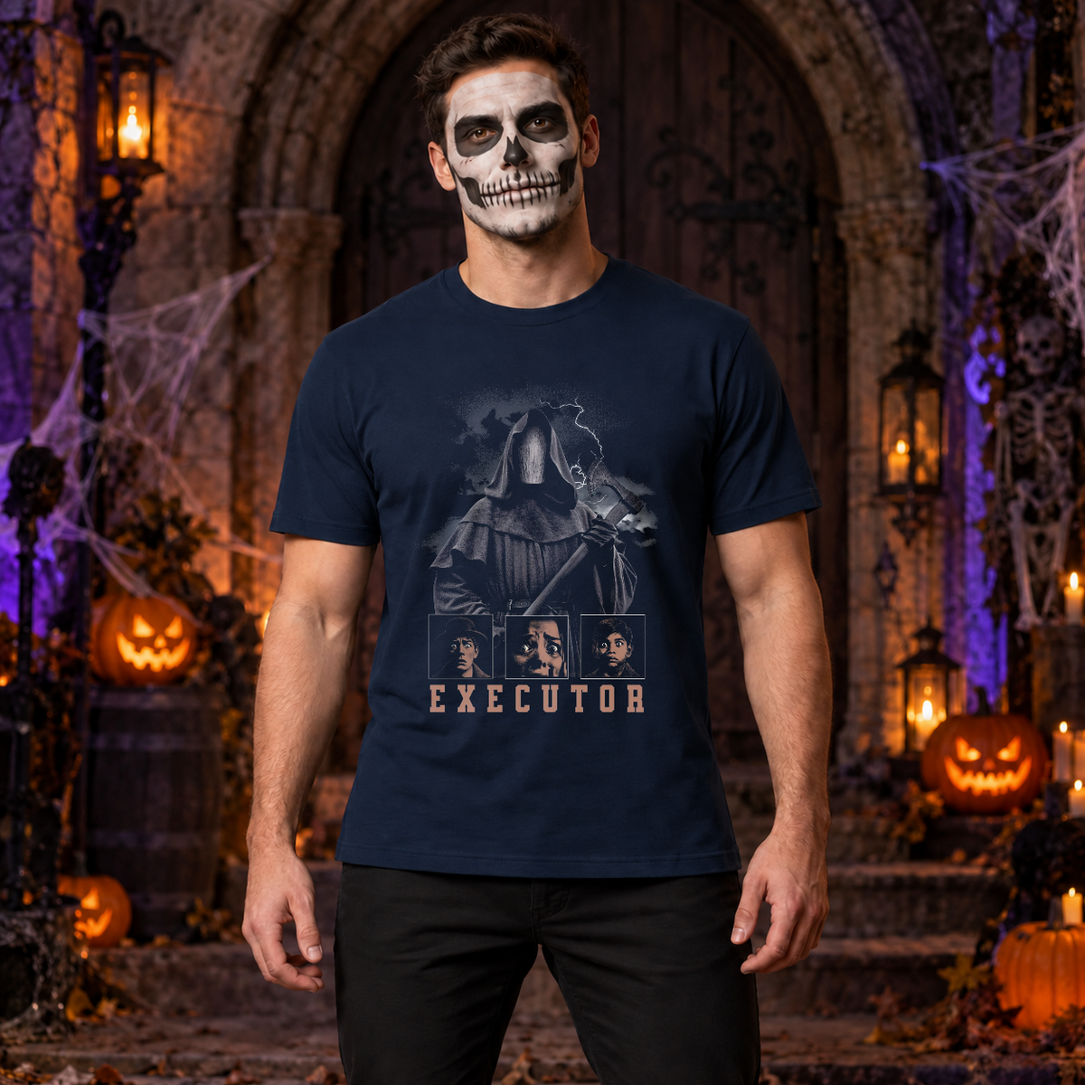 Executor T-Shirt – Dark Editorial Graphic Design Graphic Tee - Color: navy