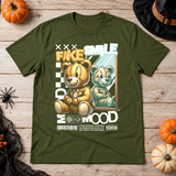 Fake Smile T-Shirt – Dark Editorial Graphic Design Graphic Tee - Color: military green