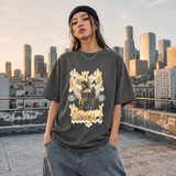 Fallen Angel Blackletter T-Shirt – Gothic Streetwear Poster Graphic Tee - Color: Dark Heather