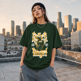Fallen Angel Blackletter T-Shirt – Gothic Streetwear Poster Graphic Tee - Color: Forest Green