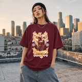 Fallen Angel Blackletter T-Shirt – Gothic Streetwear Poster Graphic Tee - Color: Maroon